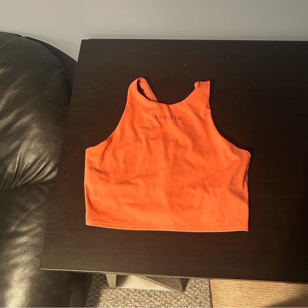 Orange Athleta Workout Top with Bra Size M
